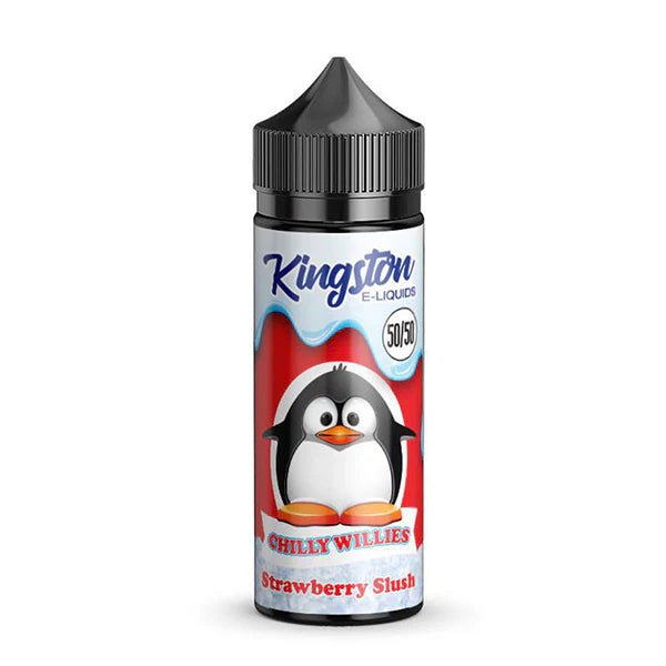 Kingston 50/50 E-Liquid strawberry slush chilly willies 100ml shortfill bottle on a white background - uk vape sales