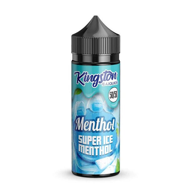 Kingston 50/50 E-Liquid super ice menthol 100ml shortfill bottle on a white background - uk vape sales