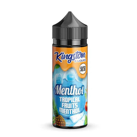 Kingston 50/50 E-Liquid tropical fruits menthol 100ml shortfill bottle on a white background - uk vape sales