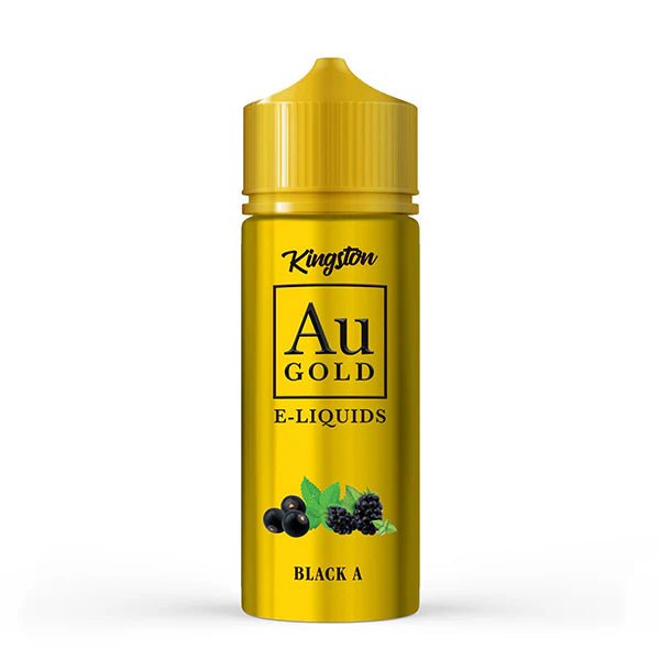 Kingston AU Gold E-Liquid black a 100ml shortfill bottle on a white background - uk vape sales