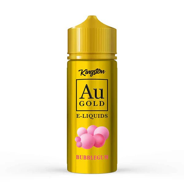 Kingston AU Gold E-Liquid bubblegum 100ml shortfill bottle on a white background - uk vape sales