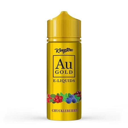 Kingston AU Gold E-Liquid chuckleberry 100ml shortfill bottle on a white background - uk vape sales