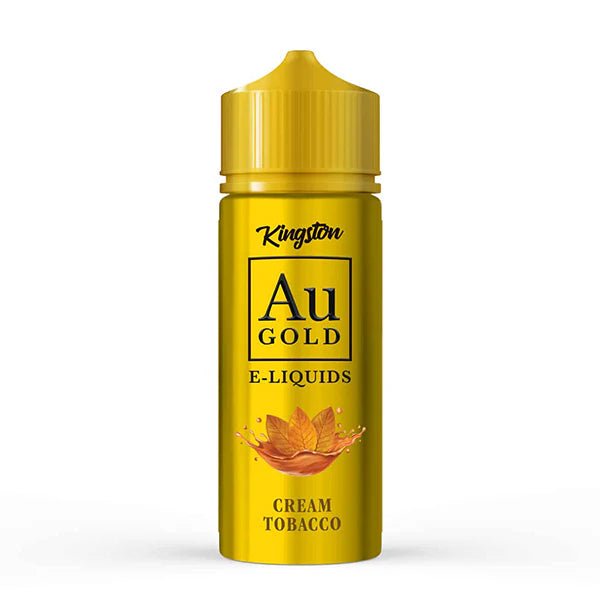 Kingston AU Gold E-Liquid cream tobacco 100ml shortfill bottle on a white background - uk vape sales