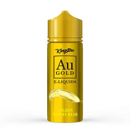 Kingston AU Gold E-Liquid golden gummy bear 100ml shortfill bottle on a white background - uk vape sales