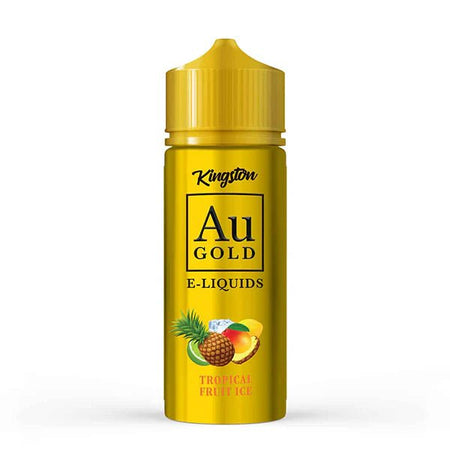 Kingston AU Gold E-Liquid tropical fruit ice 100ml shortfill bottle on a white background - uk vape sales