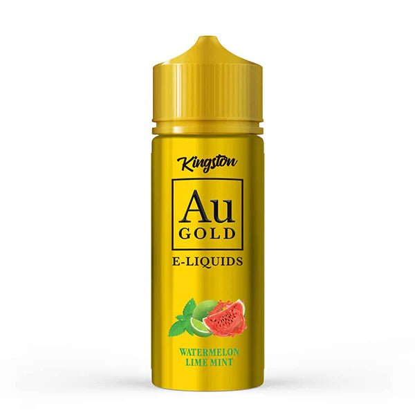 Kingston AU Gold E-Liquid watermelon lime mint 100ml shortfill bottle on a white background - uk vape sales