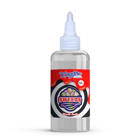 Kingston 500ml E-Liquid black jack sweets 500ml bottle on a white background - uk vape sales