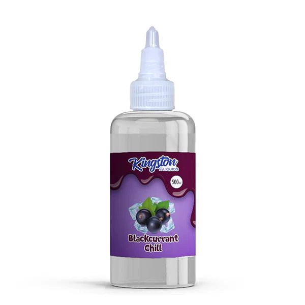 Kingston 500ml E-Liquid blackcurrant chill 500ml bottle on a white background - uk vape sales