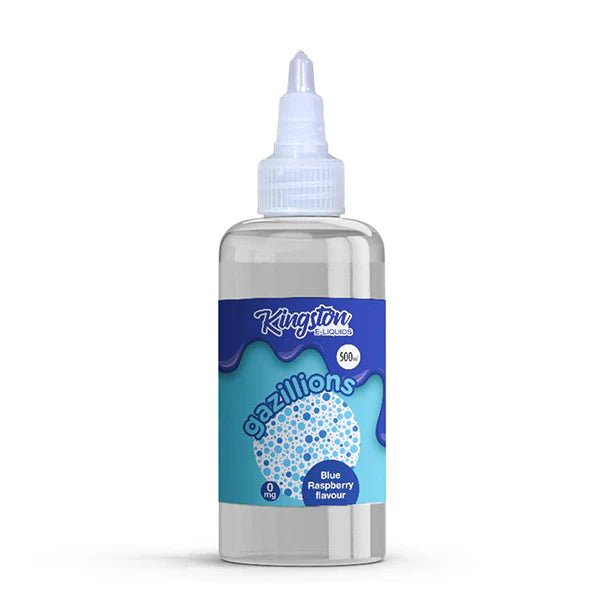 Kingston 500ml E-Liquid blue raspberry gazillions 500ml bottle on a white background - uk vape sales