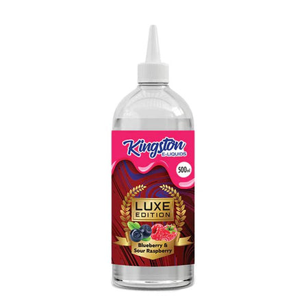 Kingston 500ml E-Liquid blueberry & sour raspberry luxe edition 500ml bottle on a white background - uk vape sales