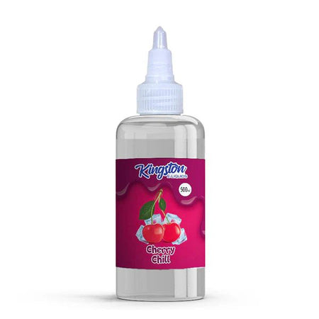 Kingston 500ml E-Liquid cherry chill 500ml bottle on a white background - uk vape sales