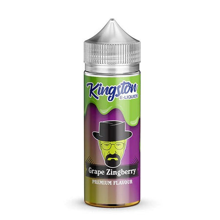 Kingston E-Liquid grape zingberry 100ml shortfill bottle on a white background - UK vape sales