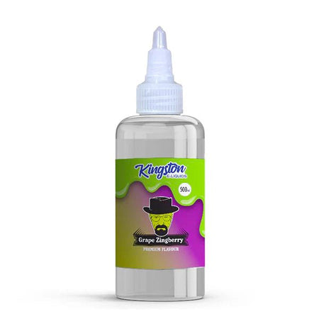 Kingston 500ml E-Liquid grape zingberry 500ml bottle on a white background - uk vape sales