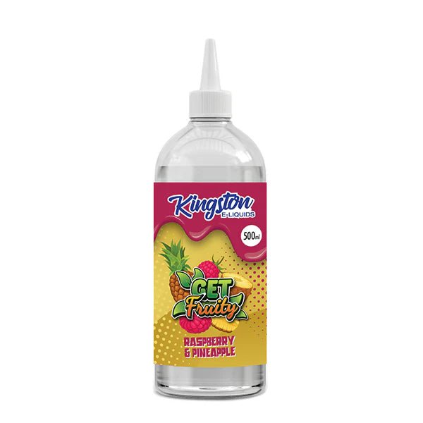 Kingston 500ml E-Liquid raspberry & pineapple get fruity 500ml bottle on a white background - uk vape sales