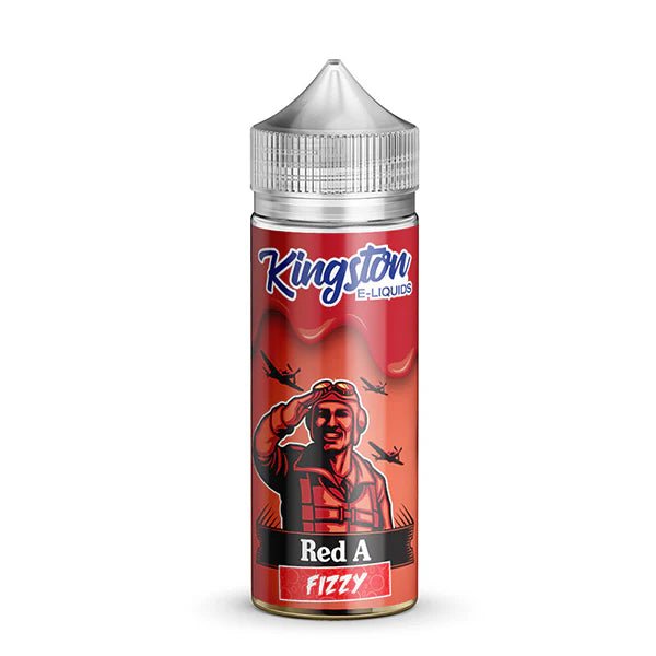 Kingston E-Liquid red a fizzy 100ml shortfill bottle on a white background - UK vape sales