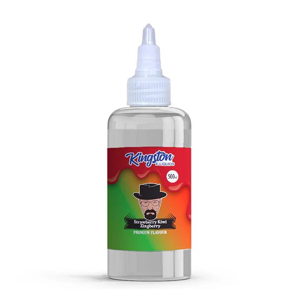 Kingston 500ml E-Liquid strawberry kiwi zingberry 500ml bottle on a white background - uk vape sales