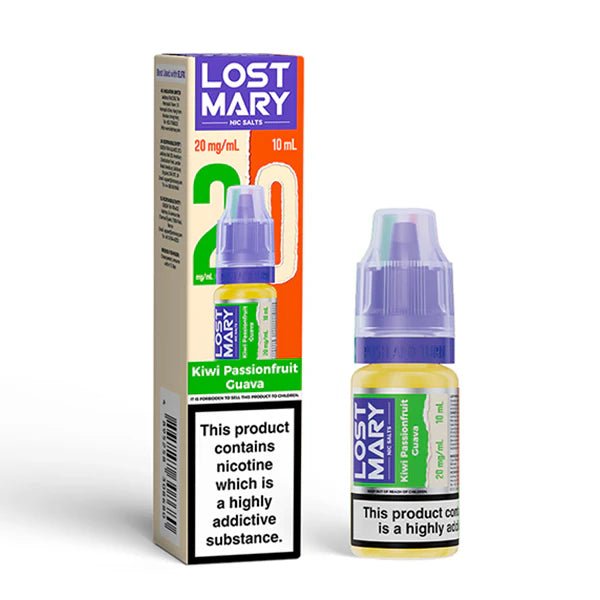Lost Mary Nic Salts kiwi passionfruit guava 10ml nic salt bottle with packaging - uk vape sales