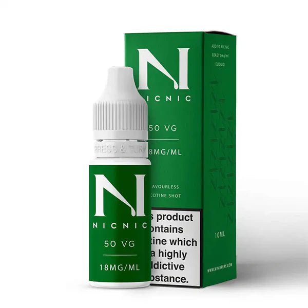 Nic Nic Nicotine Booster Shots 18mg Freebase Bottle With Packaging on White Background - UK Vape Sales
