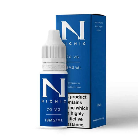 Nic Nic Nicotine Booster Shots 70/30 Freebase 18mg Bottle With Packaging on White Background - UK Vape Sales