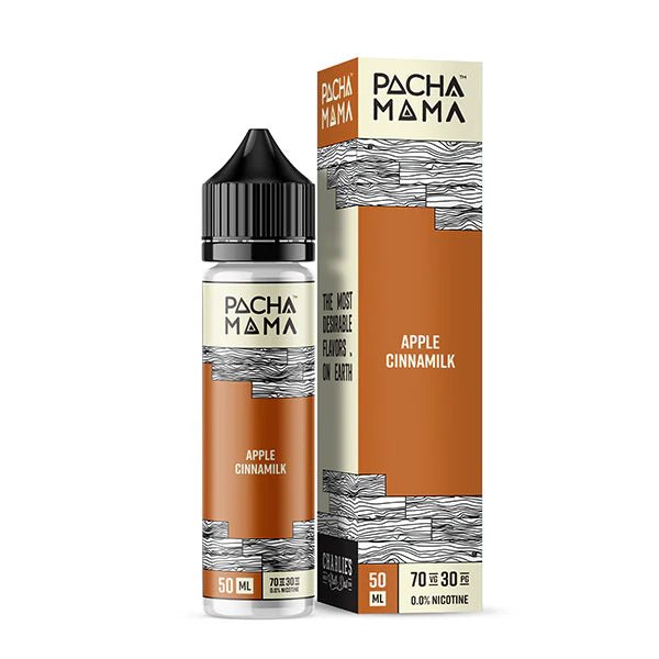 Pacha Mama Dessert E-Liquid Apple Cinnamilk 50ml shortfill bottle and packaging on a white background - UK vape sales