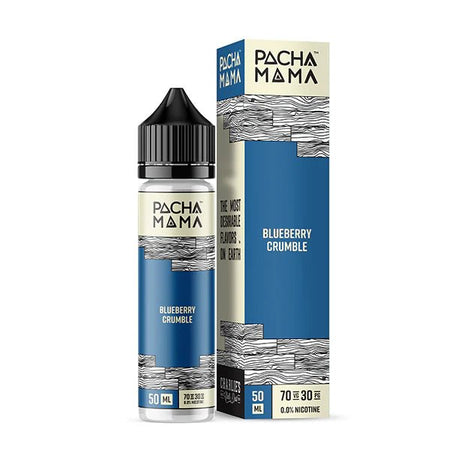 Pacha Mama Dessert E-Liquid Blueberry Crumble 50ml shortfill bottle and packaging on a white background - UK vape sales