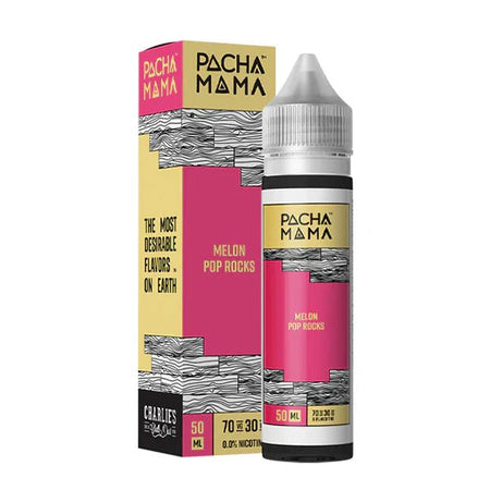 Pacha Mama E-Liquid Melon Pop Rocks 50ml shortfill bottle and packaging on a white background - UK vape sales