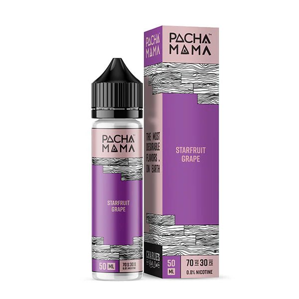 Pacha Mama E-Liquid Starfruit Grape 50ml shortfill bottle and packaging on a white background - UK vape sales