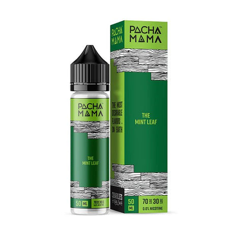 Pacha Mama E-Liquid The Mint Leaf 50ml shortfill bottle and packaging on a white background - UK vape sales