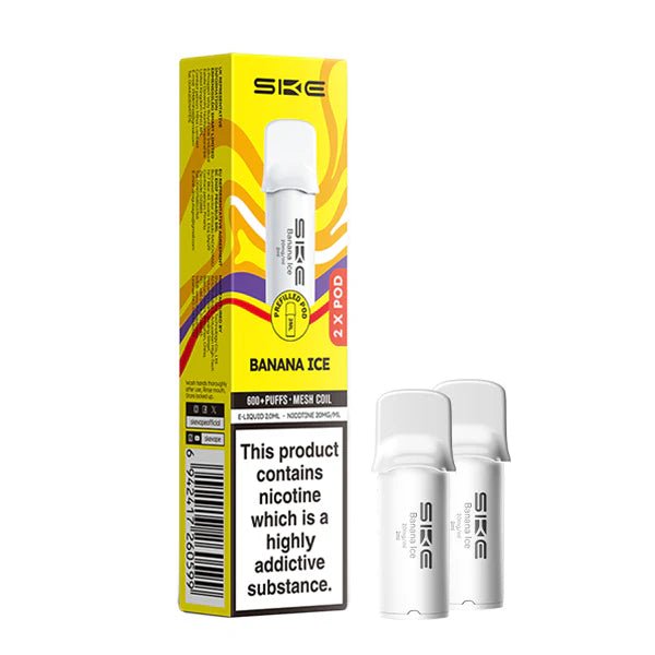 SKE 600 PRO Prefilled Pods banana ice pods with packaging on a white background - uk vape sales
