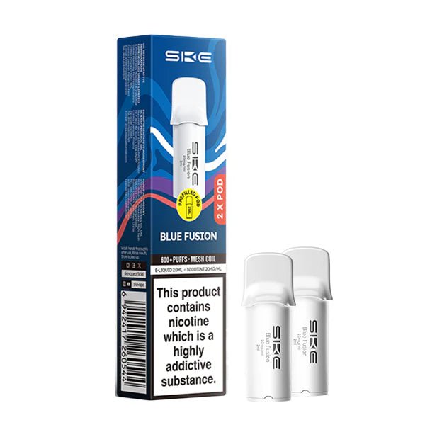 SKE 600 PRO Prefilled Pods blue fusion pods with packaging on a white background - uk vape sales