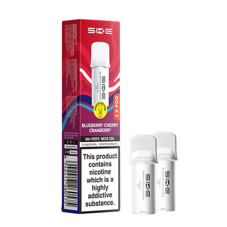 SKE 600 PRO Prefilled Pods blueberry cherry cranberry pods with packaging on a white background - uk vape sales