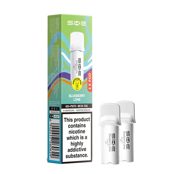 SKE 600 PRO Prefilled Pods blueberry lime pods with packaging on a white background - uk vape sales