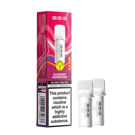 SKE 600 PRO Prefilled Pods blueberry raspberries pods with packaging on a white background - uk vape sales