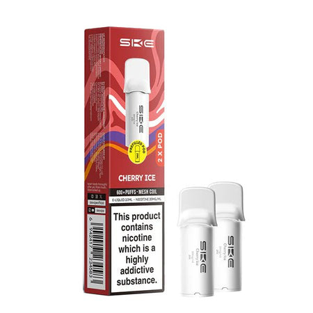 SKE 600 PRO Prefilled Pods cherry ice pods with packaging on a white background - uk vape sales