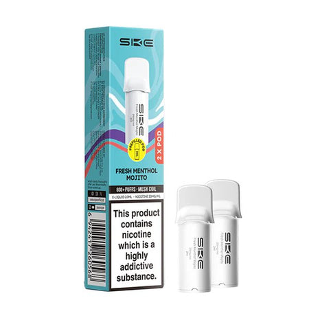 SKE 600 PRO Prefilled Pods fresh menthol mojito pods with packaging on a white background - uk vape sales