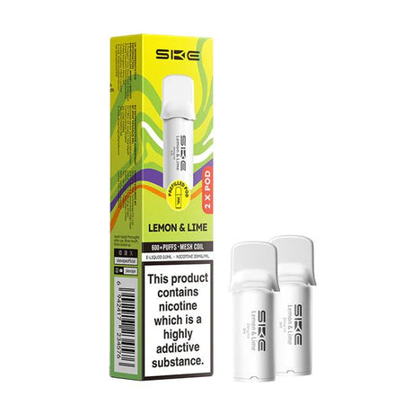 SKE 600 PRO Prefilled Pods lemon & lime pods with packaging on a white background - uk vape sales