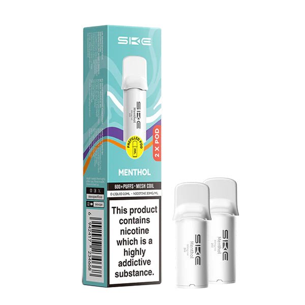 SKE 600 PRO Prefilled Pods menthol pods with packaging on a white background - uk vape sales
