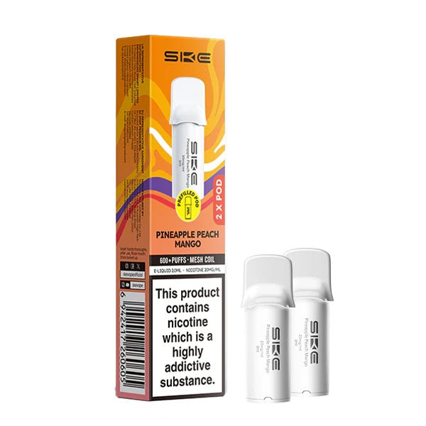 SKE 600 PRO Prefilled Pods pineapple peach mango pods with packaging on a white background - uk vape sales