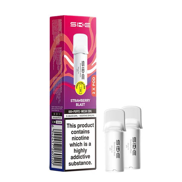SKE 600 PRO Prefilled Pods strawberry blast pods with packaging on a white background - uk vape sales