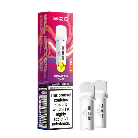 SKE 600 PRO Prefilled Pods strawberry blast pods with packaging on a white background - uk vape sales