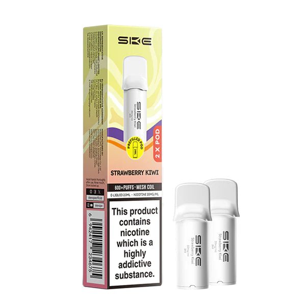 SKE 600 PRO Prefilled Pods strawberry kiwi pods with packaging on a white background - uk vape sales
