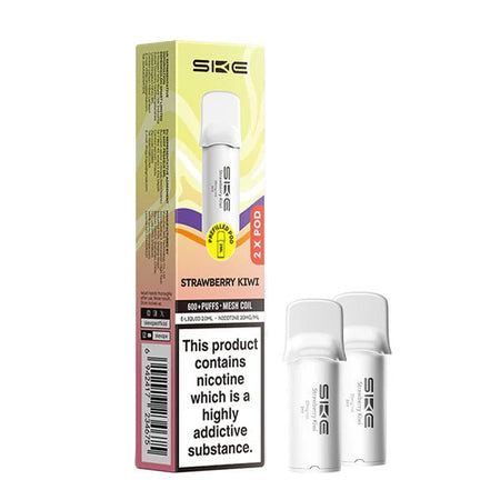 SKE 600 PRO Prefilled Pods strawberry kiwi pods with packaging on a white background - uk vape sales