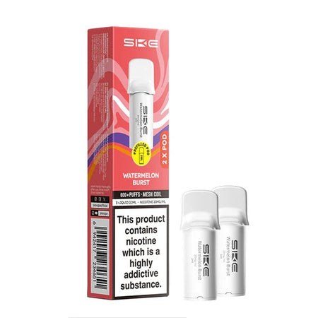 SKE 600 PRO Prefilled Pods watermelon burst pods with packaging on a white background - uk vape sales