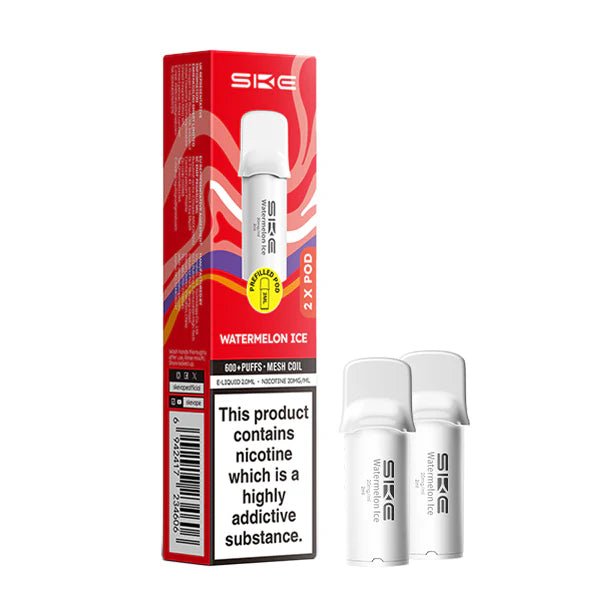 SKE 600 PRO Prefilled Pods watermelon ice pods with packaging on a white background - uk vape sales