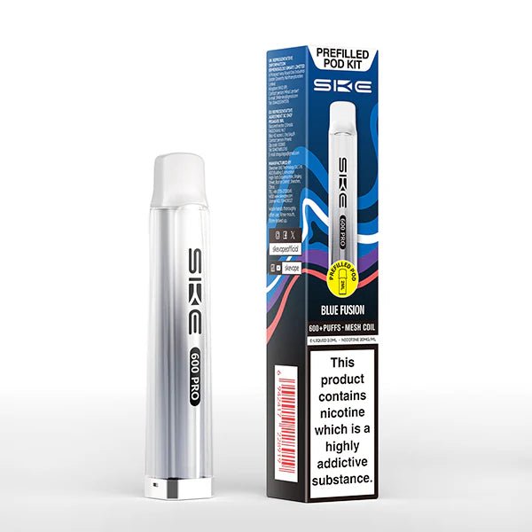 SKE 600 PRO vape kit blue fusion device and packaging on a white background - uk vape sales