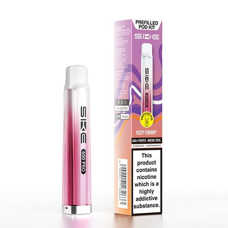 SKE 600 PRO vape kit fizzy cherry device and packaging on a white background - uk vape sales