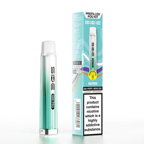 SKE 600 PRO vape kit menthol device and packaging on a white background - uk vape sales