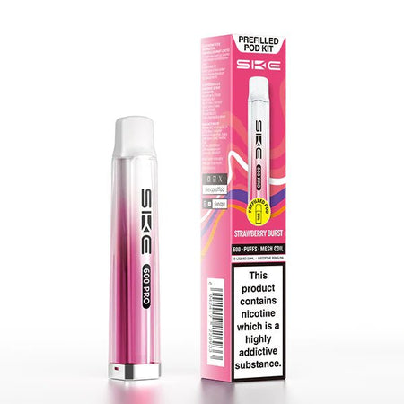 SKE 600 PRO vape kit strawberry burst device and packaging on a white background - uk vape sales
