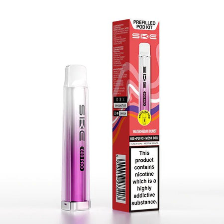 SKE 600 PRO vape kit watermelon burst device and packaging on a white background - uk vape sales