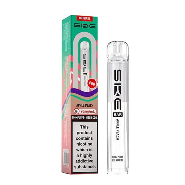 SKE Bar Original Refill Pods apple peach pod with packaging on a white background - uk vape sales